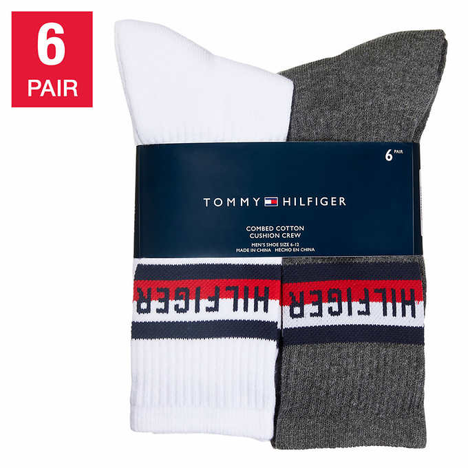 Tommy Hilfiger Men's Crew Sock,  White (6-Pair)